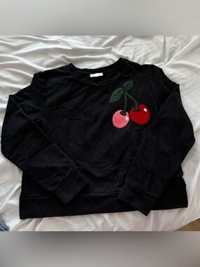 b + ab Black Sweatshirt with Cherry Patch